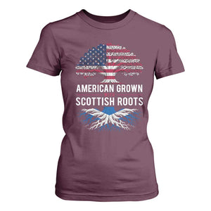 American Grown With Scottish Roots T Shirt For Women Family Heritage USA Scotland Pride Gift TS10 Maroon Print Your Wear