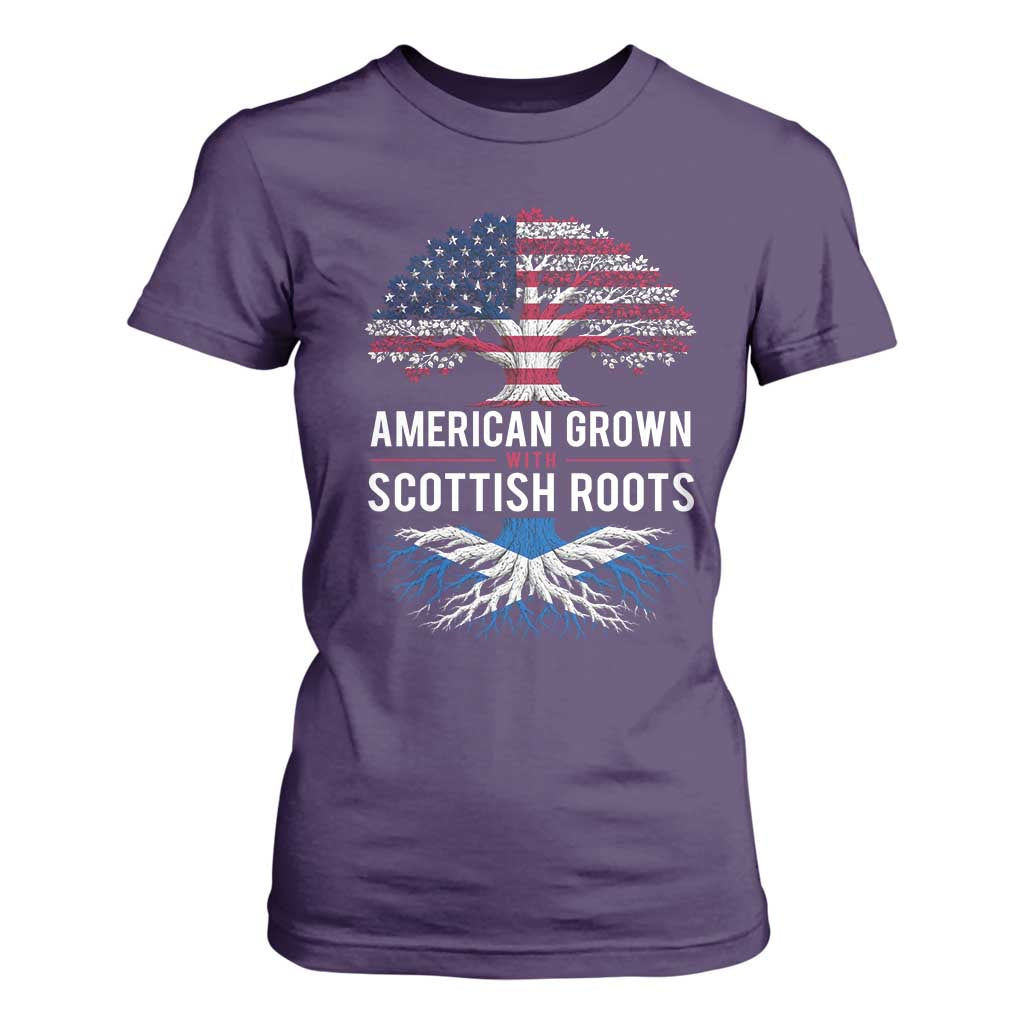 American Grown With Scottish Roots T Shirt For Women Family Heritage USA Scotland Pride Gift TS10 Purple Print Your Wear