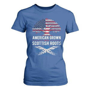 American Grown With Scottish Roots T Shirt For Women Family Heritage USA Scotland Pride Gift TS10 Royal Blue Print Your Wear