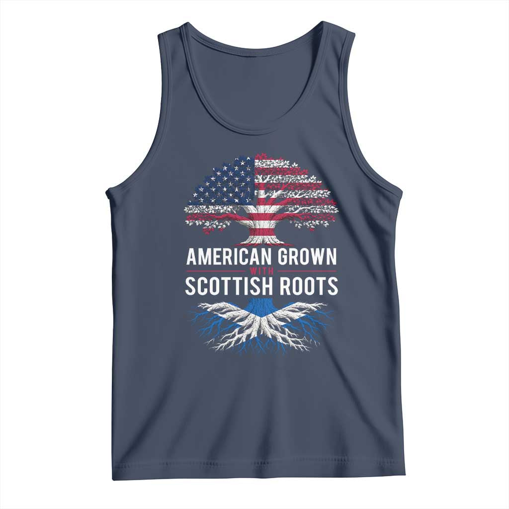 American Grown With Scottish Roots Tank Top Family Heritage USA Scotland Pride Gift TS10 Navy Print Your Wear