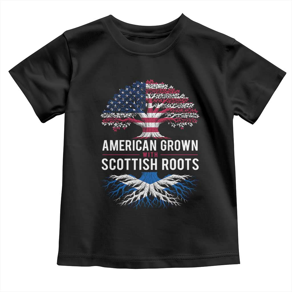 American Grown With Scottish Roots Toddler T Shirt Family Heritage USA Scotland Pride Gift TS10 Black Print Your Wear