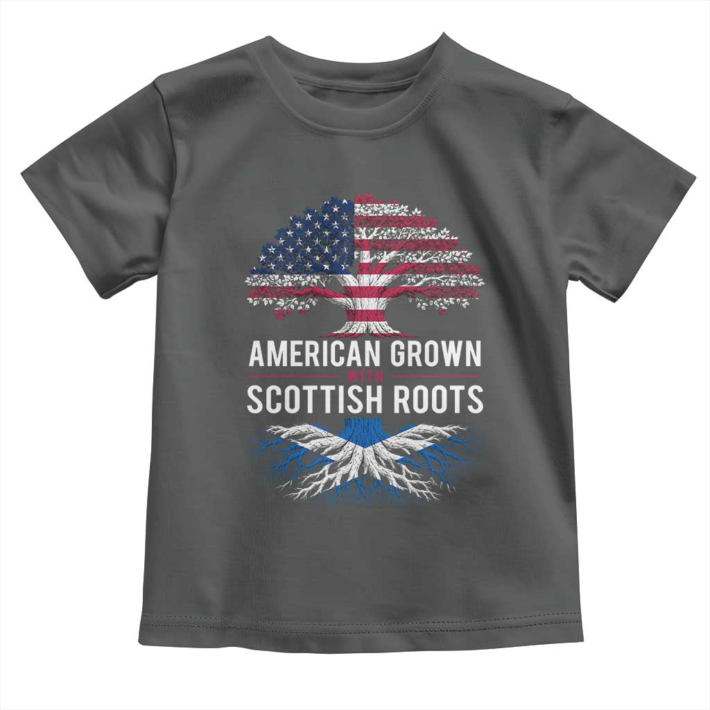 American Grown With Scottish Roots Toddler T Shirt Family Heritage USA Scotland Pride Gift TS10 Dark Heather Print Your Wear