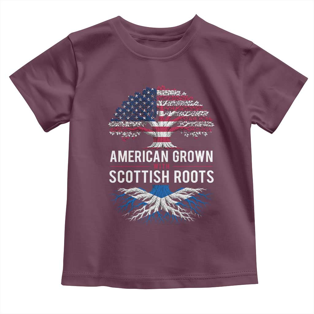 American Grown With Scottish Roots Toddler T Shirt Family Heritage USA Scotland Pride Gift TS10 Maroon Print Your Wear