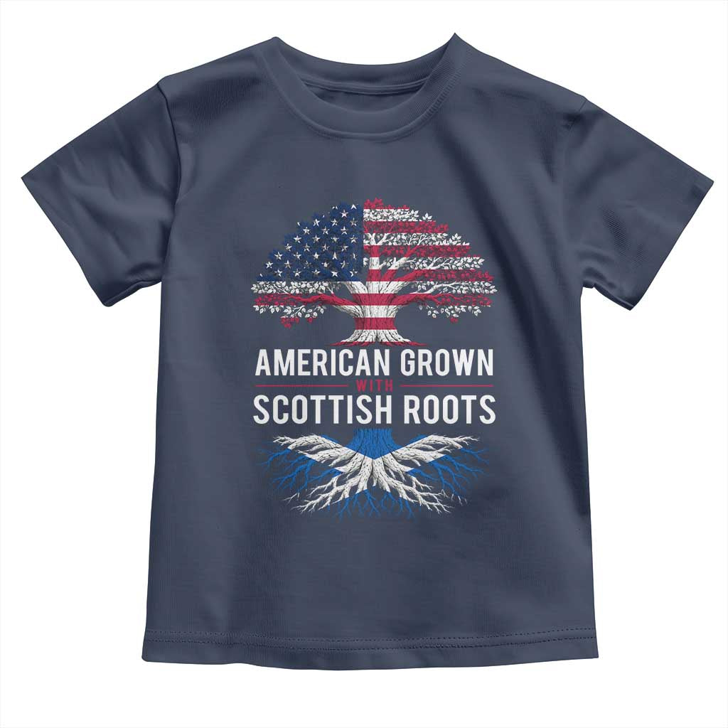 American Grown With Scottish Roots Toddler T Shirt Family Heritage USA Scotland Pride Gift TS10 Navy Print Your Wear