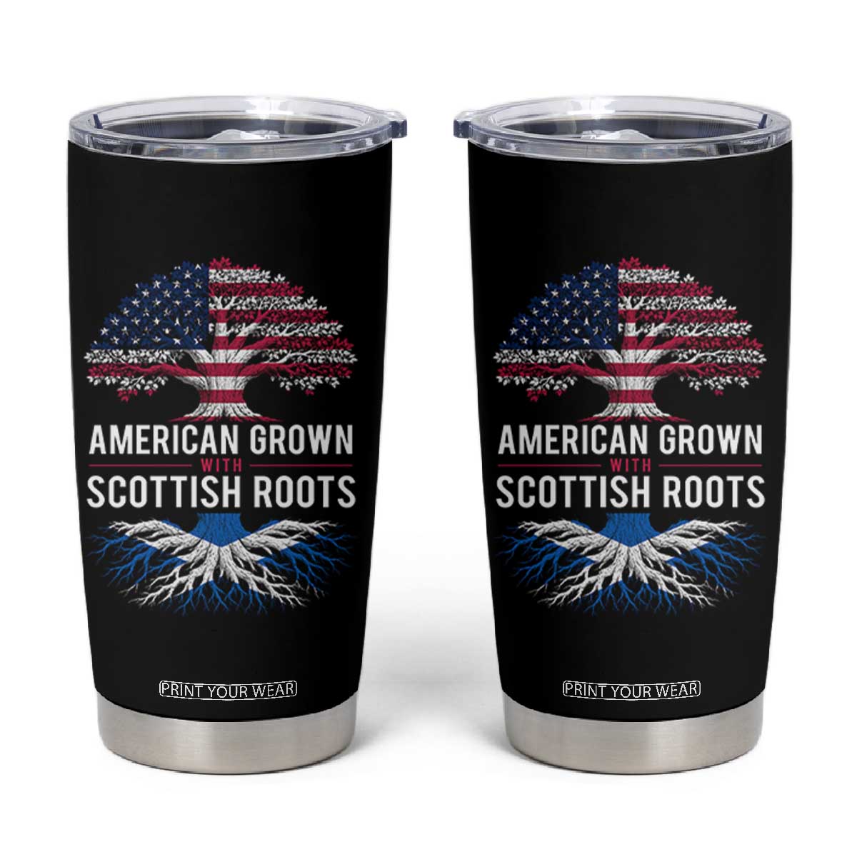 American Grown With Scottish Roots Tumbler Cup Family Heritage USA Scotland Pride Gift TS10 Black Print Your Wear