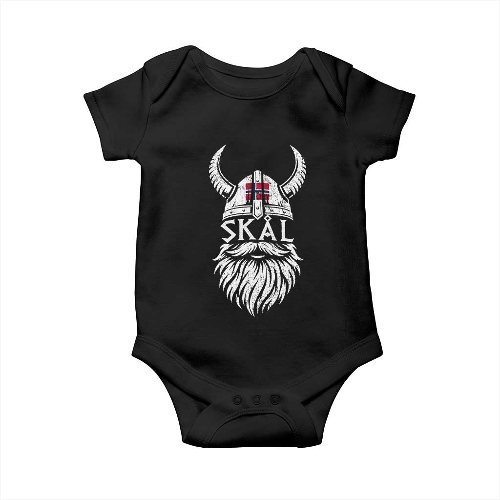 Skål Viking Norway Flag Baby Onesie Norwegian Cheer Vintage Norse Pride Graphic TS10 Black Print Your Wear