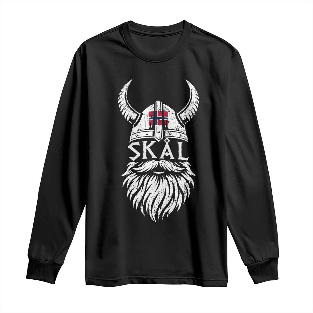 Skål Viking Norway Flag Long Sleeve Shirt Norwegian Cheer Vintage Norse Pride Graphic TS10 Black Print Your Wear