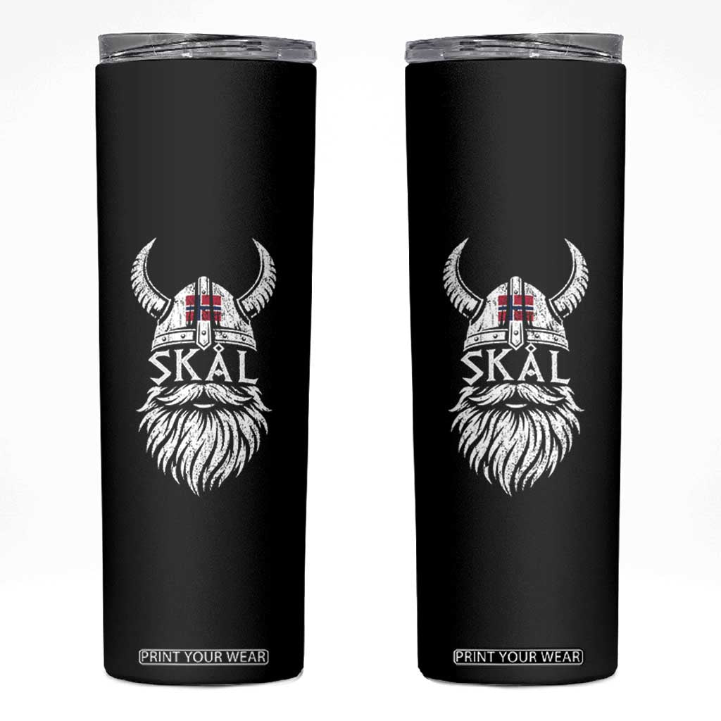 Skål Viking Norway Flag Skinny Tumbler Norwegian Cheer Vintage Norse Pride Graphic TS10 Black Print Your Wear