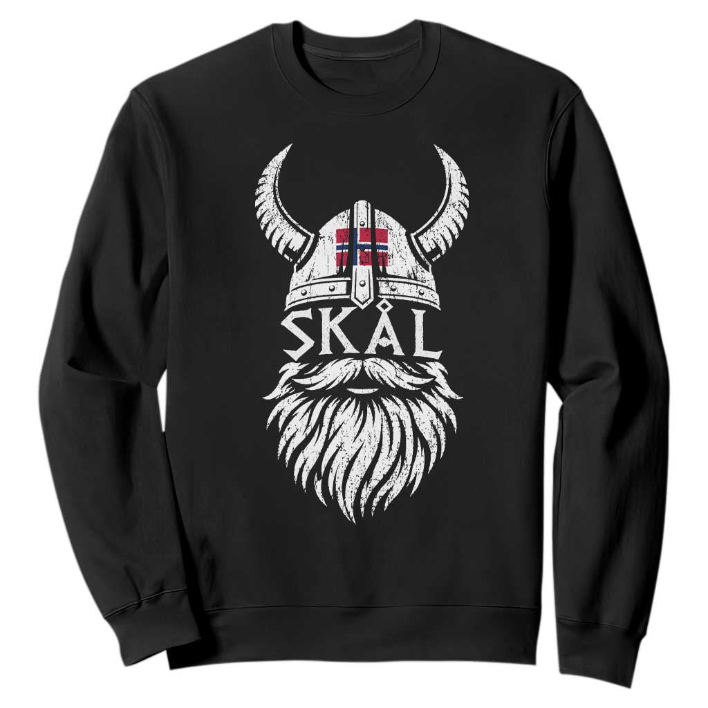 Skål Viking Norway Flag Sweatshirt Norwegian Cheer Vintage Norse Pride Graphic TS10 Black Print Your Wear