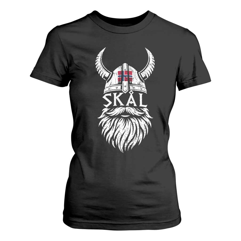 Skål Viking Norway Flag T Shirt For Women Norwegian Cheer Vintage Norse Pride Graphic TS10 Black Print Your Wear