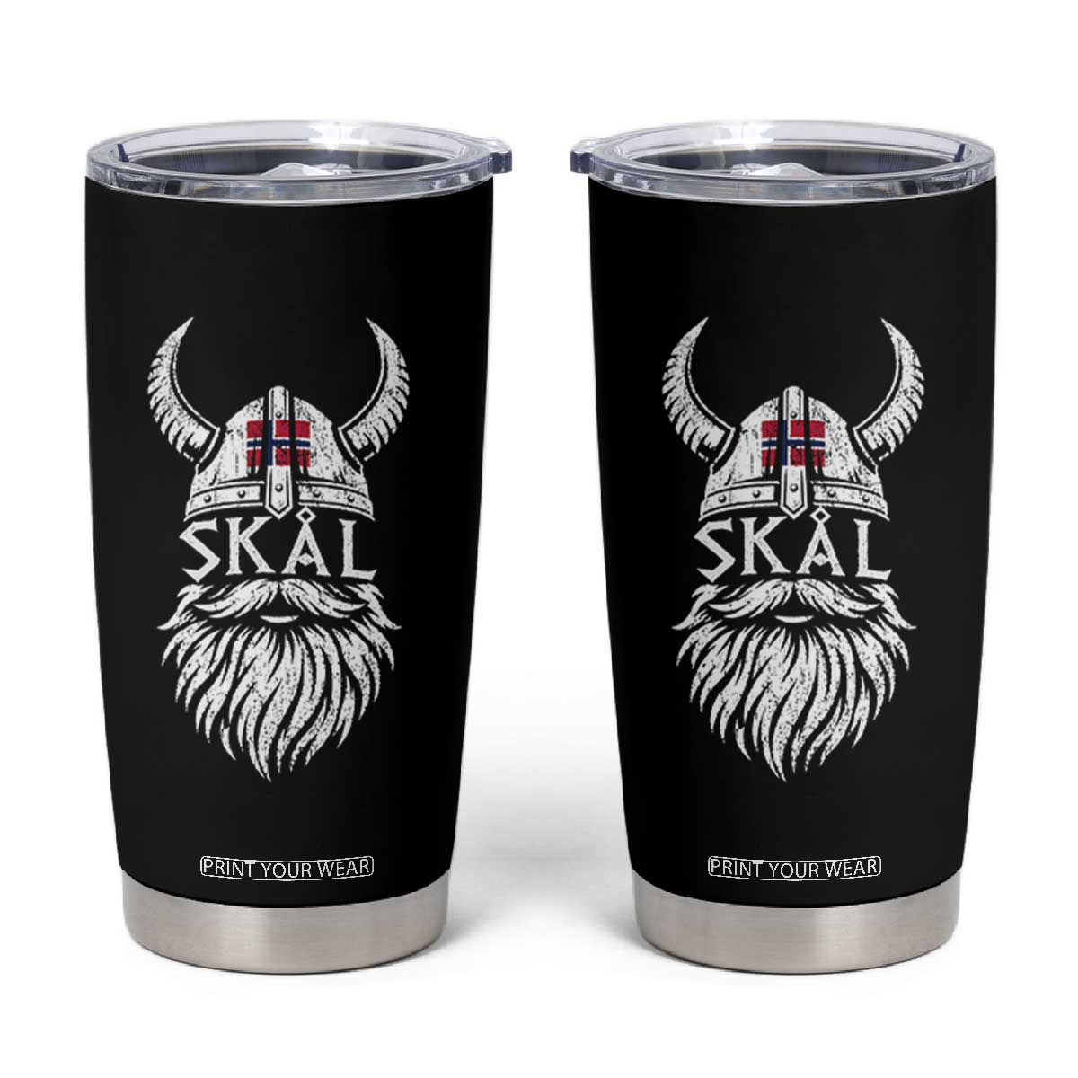 Skål Viking Norway Flag Tumbler Cup Norwegian Cheer Vintage Norse Pride Graphic TS10 Black Print Your Wear