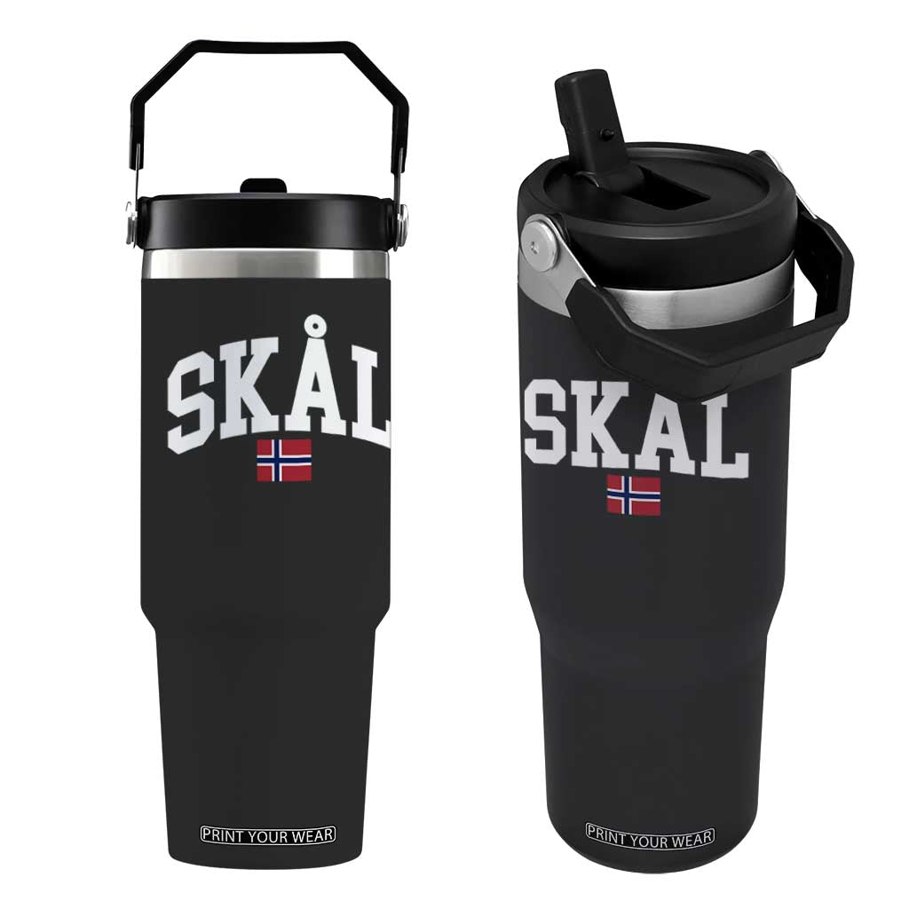 Skal Norwegian Sayings Flip Straw Tumbler Cheers in Norwegian Norway Viking Heritage Scandinavian Graphic TS10 One Size: 30 oz Black Print Your Wear