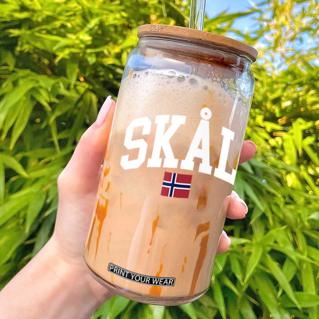 Skal Norwegian Sayings Glass Can Cheers in Norwegian Norway Viking Heritage Scandinavian Graphic TS10 Black Print Your Wear