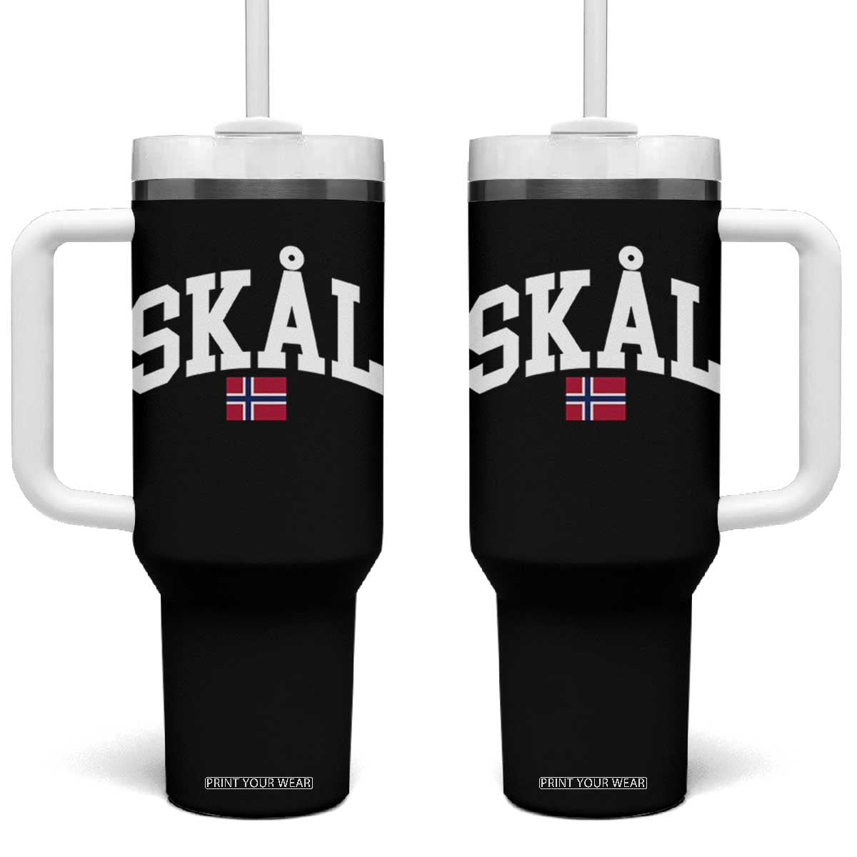 Skal Norwegian Sayings Tumbler With Handle Cheers in Norwegian Norway Viking Heritage Scandinavian Graphic TS10 One Size: 40 oz Black Print Your Wear