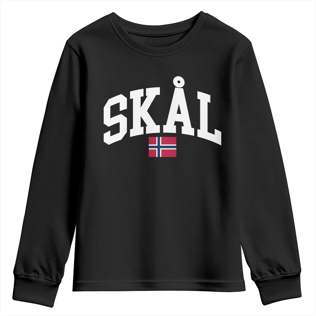 Skal Norwegian Sayings Youth Sweatshirt Cheers in Norwegian Norway Viking Heritage Scandinavian Graphic TS10 Black Print Your Wear