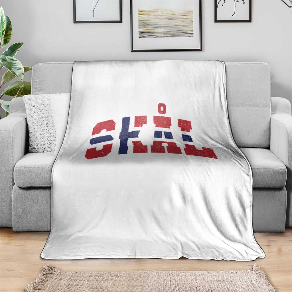 Skal Norway Flag Throw Blanket Vintage Cheers Norwegian Sayings Viking Heritage Scandinavian Graphic