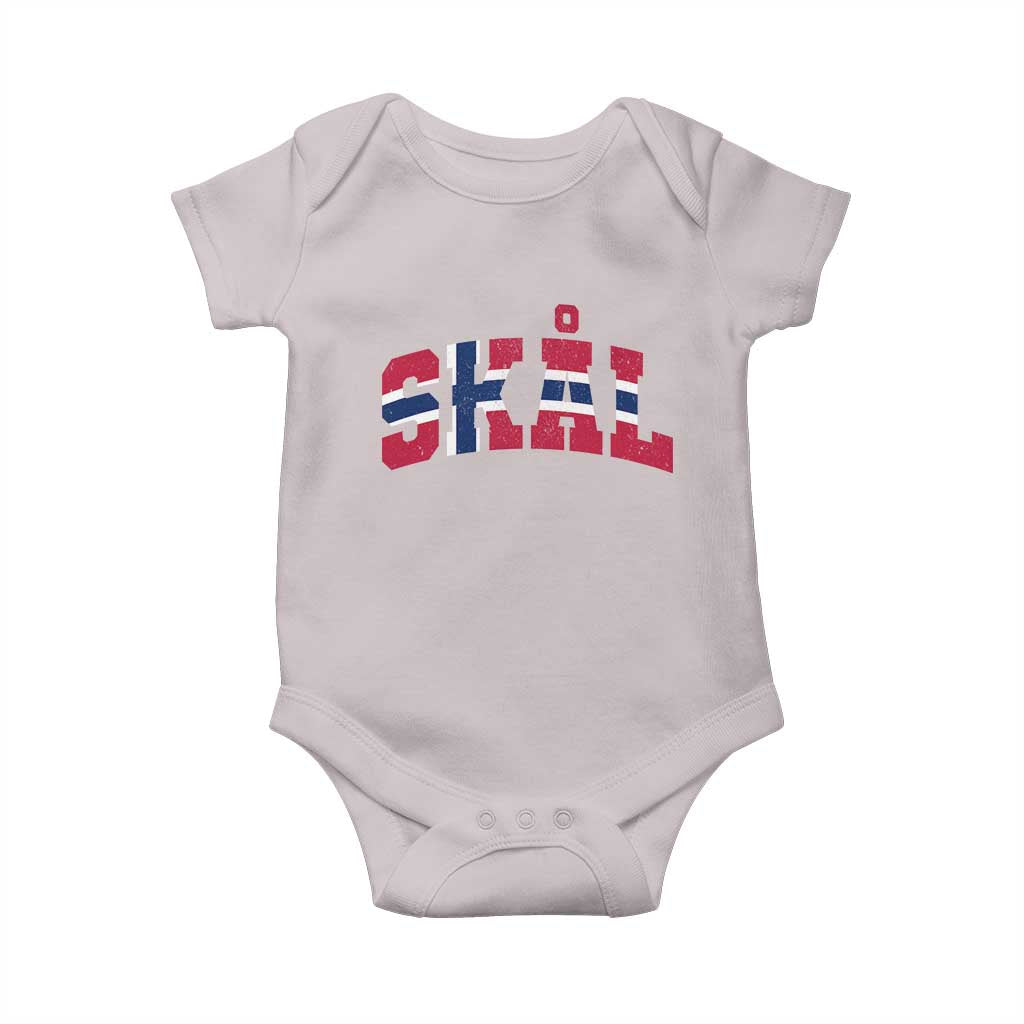 Skal Norway Flag Baby Onesie Vintage Cheers Norwegian Sayings Viking Heritage Scandinavian Graphic