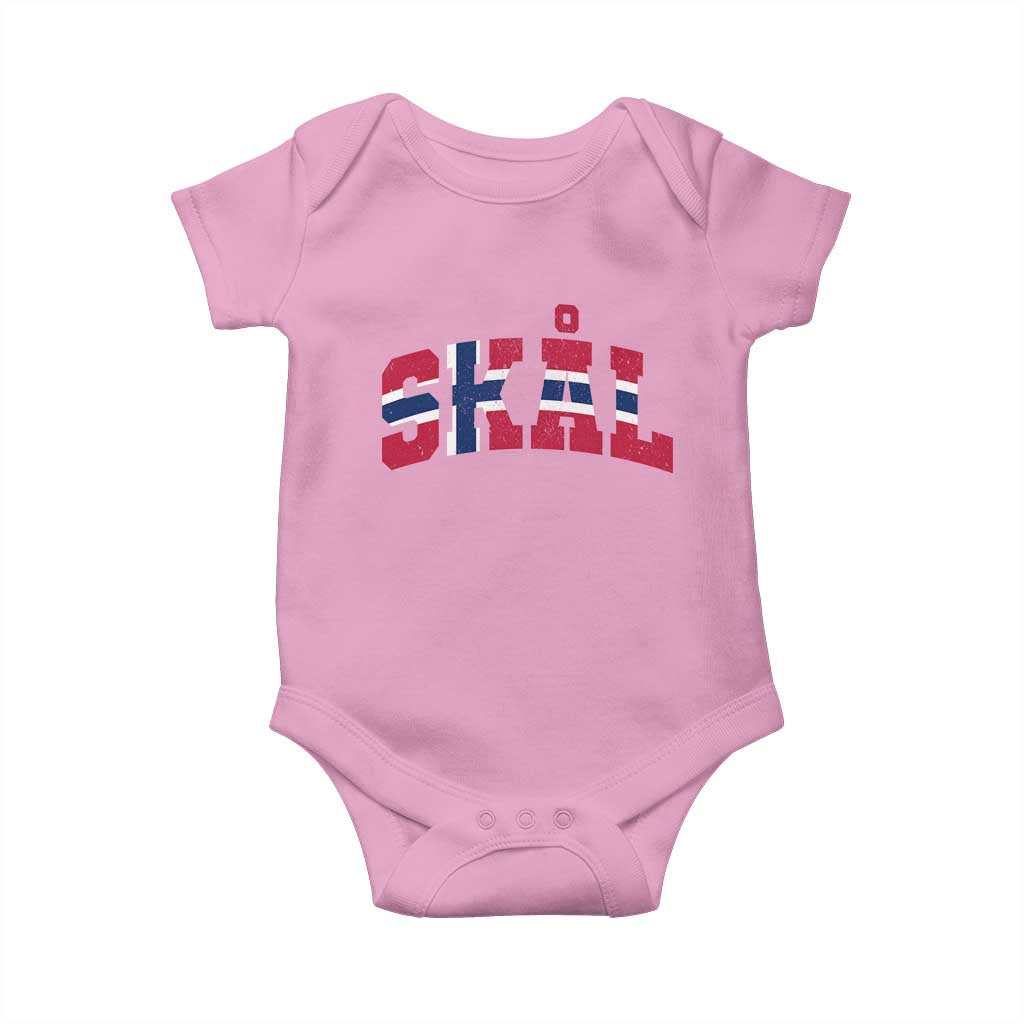 Skal Norway Flag Baby Onesie Vintage Cheers Norwegian Sayings Viking Heritage Scandinavian Graphic