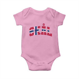 Skal Norway Flag Baby Onesie Vintage Cheers Norwegian Sayings Viking Heritage Scandinavian Graphic