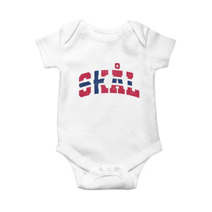 Skal Norway Flag Baby Onesie Vintage Cheers Norwegian Sayings Viking Heritage Scandinavian Graphic