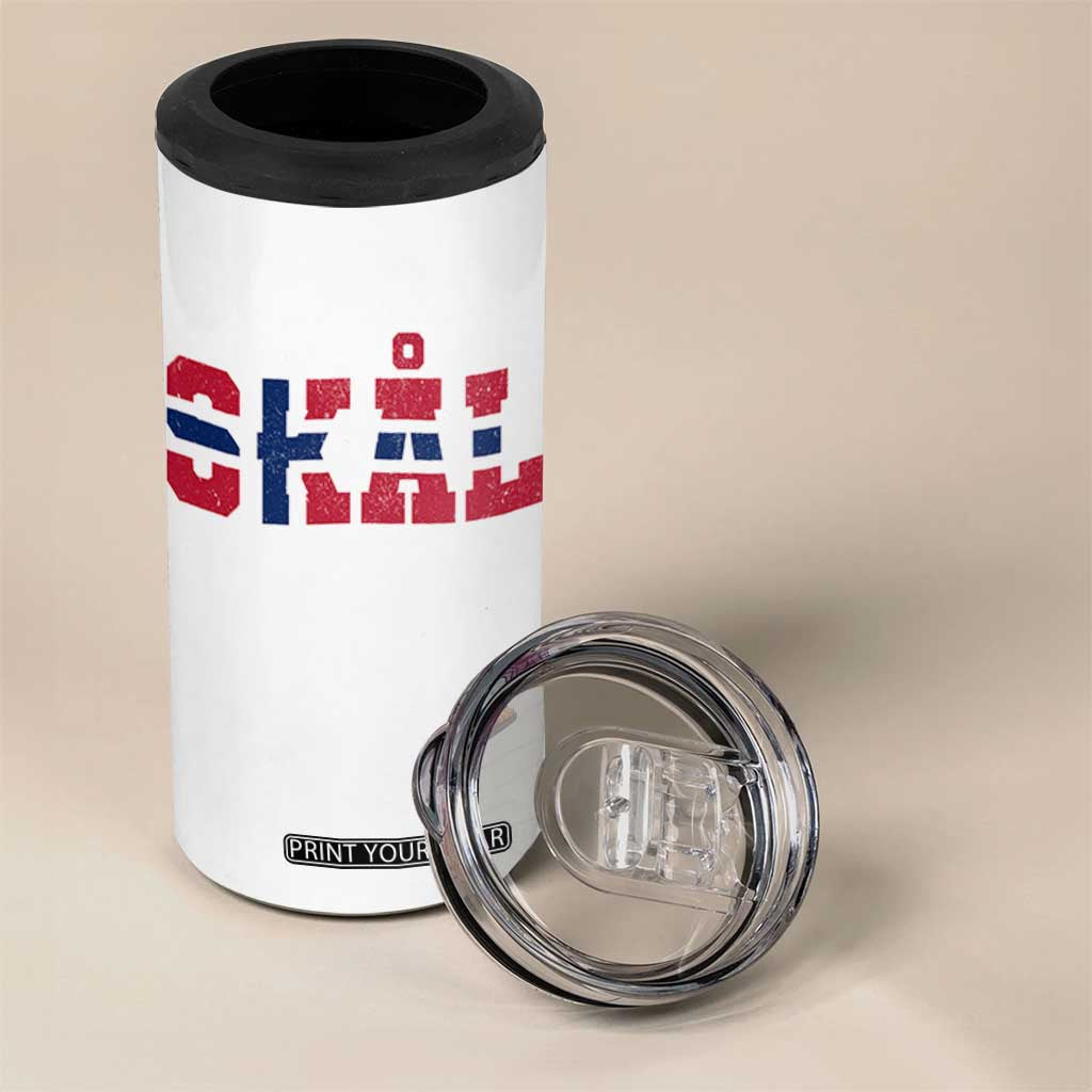 Skal Norway Flag 4 in 1 Can Cooler Tumbler Vintage Cheers Norwegian Sayings Viking Heritage Scandinavian Graphic
