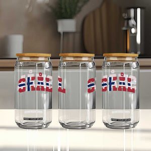 Skal Norway Flag Glass Can Vintage Cheers Norwegian Sayings Viking Heritage Scandinavian Graphic