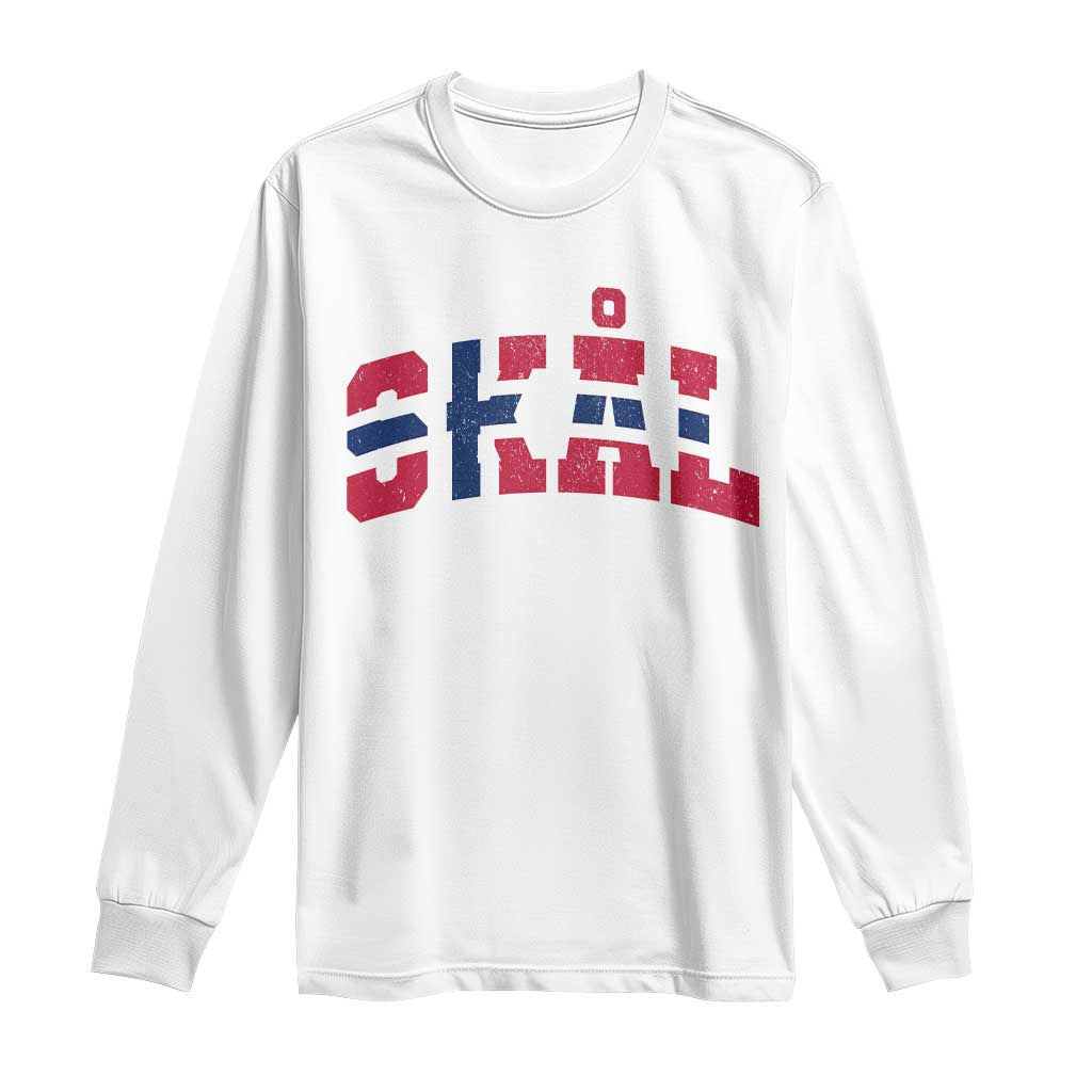Skal Norway Flag Long Sleeve Shirt Vintage Cheers Norwegian Sayings Viking Heritage Scandinavian Graphic
