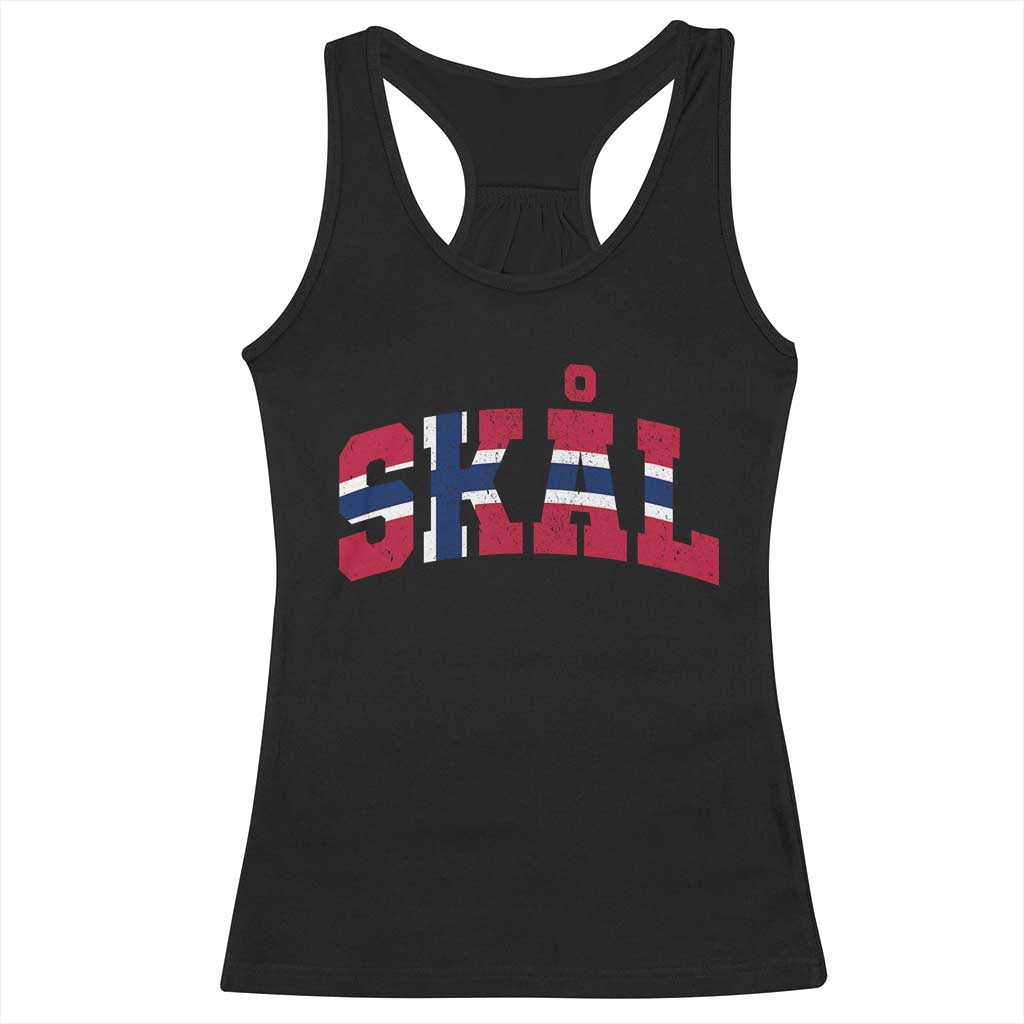 Skal Norway Flag Racerback Tank Top Vintage Cheers Norwegian Sayings Viking Heritage Scandinavian Graphic TS10 Black Print Your Wear