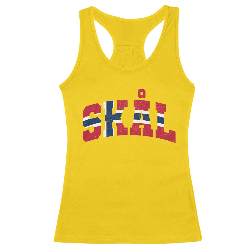Skal Norway Flag Racerback Tank Top Vintage Cheers Norwegian Sayings Viking Heritage Scandinavian Graphic