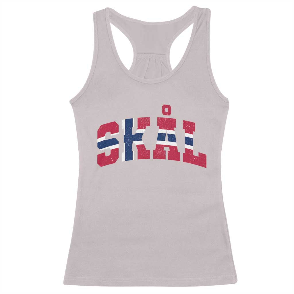 Skal Norway Flag Racerback Tank Top Vintage Cheers Norwegian Sayings Viking Heritage Scandinavian Graphic