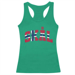 Skal Norway Flag Racerback Tank Top Vintage Cheers Norwegian Sayings Viking Heritage Scandinavian Graphic