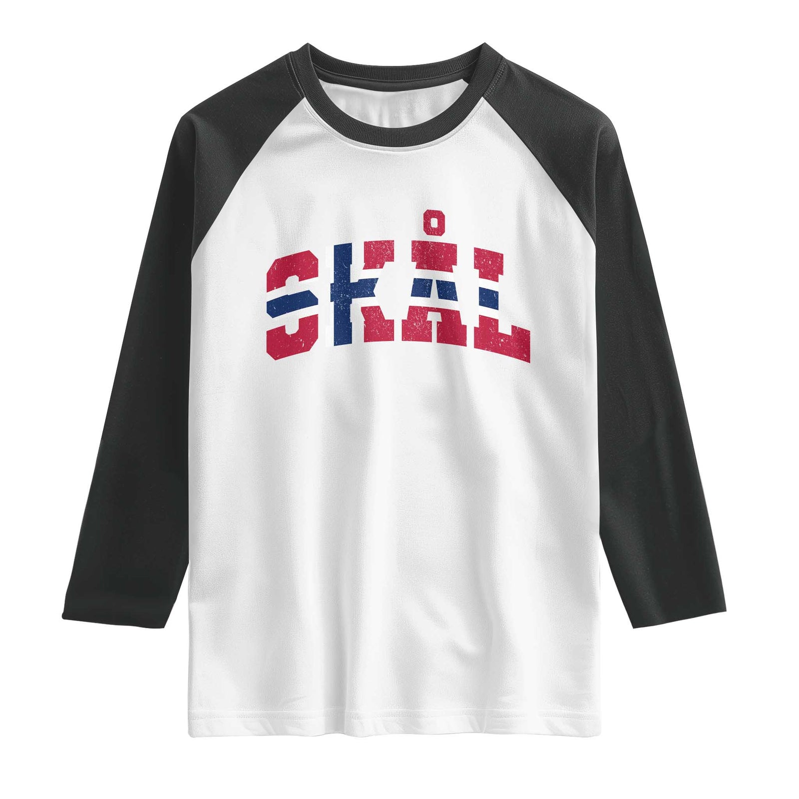 Skal Norway Flag Raglan Shirt Vintage Cheers Norwegian Sayings Viking Heritage Scandinavian Graphic TS10 White Black Print Your Wear