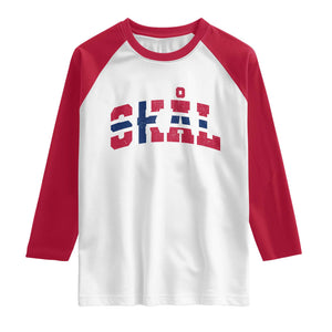 Skal Norway Flag Raglan Shirt Vintage Cheers Norwegian Sayings Viking Heritage Scandinavian Graphic