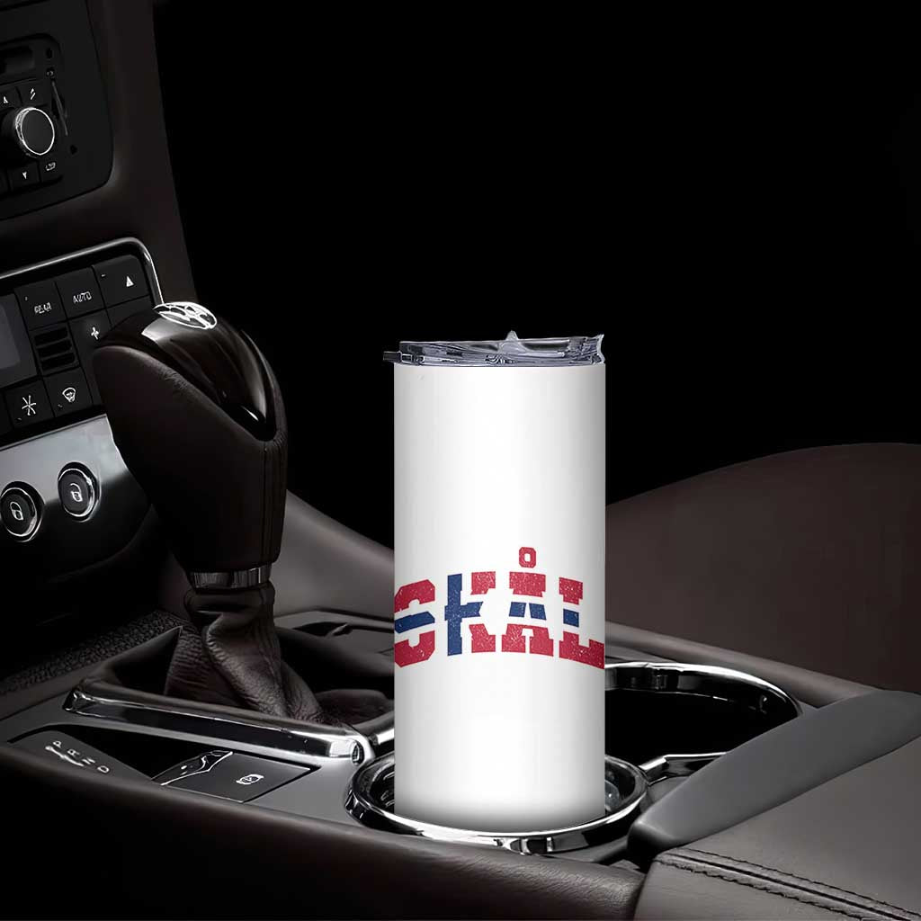 Skal Norway Flag Skinny Tumbler Vintage Cheers Norwegian Sayings Viking Heritage Scandinavian Graphic