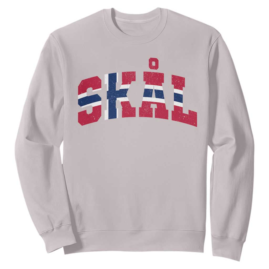 Skal Norway Flag Sweatshirt Vintage Cheers Norwegian Sayings Viking Heritage Scandinavian Graphic