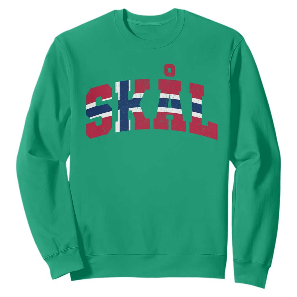 Skal Norway Flag Sweatshirt Vintage Cheers Norwegian Sayings Viking Heritage Scandinavian Graphic