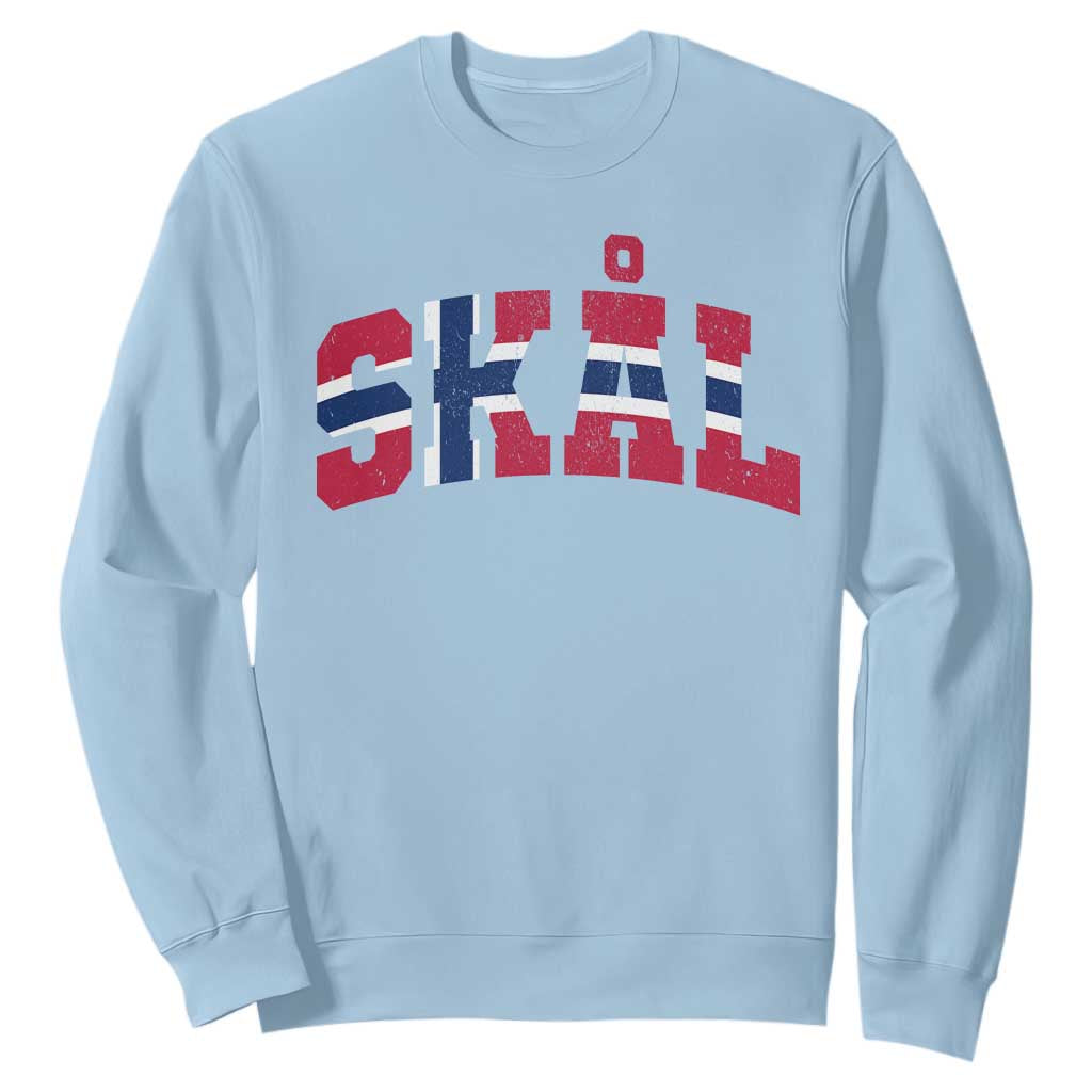 Skal Norway Flag Sweatshirt Vintage Cheers Norwegian Sayings Viking Heritage Scandinavian Graphic