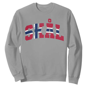 Skal Norway Flag Sweatshirt Vintage Cheers Norwegian Sayings Viking Heritage Scandinavian Graphic