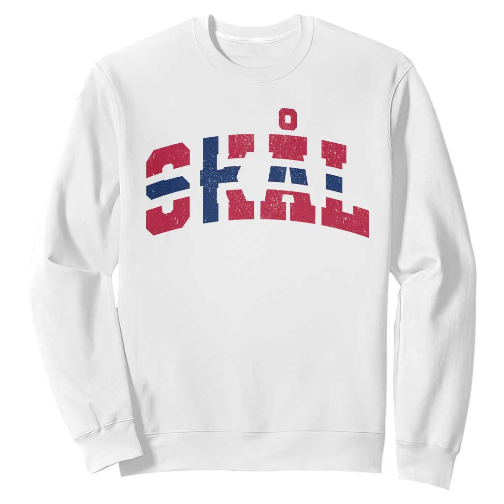 Skal Norway Flag Sweatshirt Vintage Cheers Norwegian Sayings Viking Heritage Scandinavian Graphic