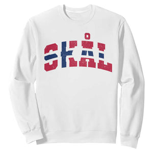 Skal Norway Flag Sweatshirt Vintage Cheers Norwegian Sayings Viking Heritage Scandinavian Graphic