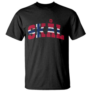 Skal Norway Flag T Shirt Vintage Cheers Norwegian Sayings Viking Heritage Scandinavian Graphic