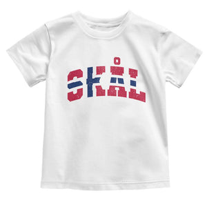 Skal Norway Flag Toddler T Shirt Vintage Cheers Norwegian Sayings Viking Heritage Scandinavian Graphic