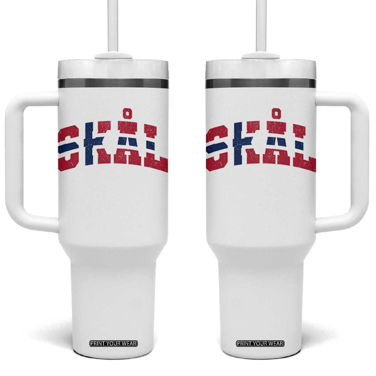 Skal Norway Flag Tumbler With Handle Vintage Cheers Norwegian Sayings Viking Heritage Scandinavian Graphic