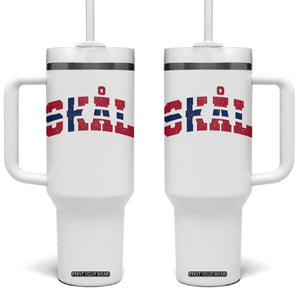 Skal Norway Flag Tumbler With Handle Vintage Cheers Norwegian Sayings Viking Heritage Scandinavian Graphic