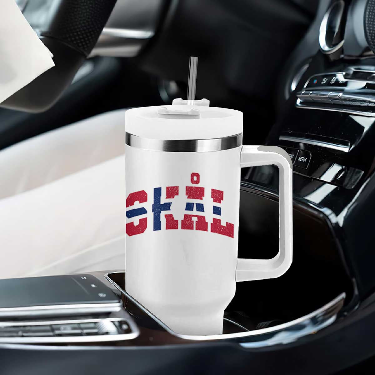Skal Norway Flag Tumbler With Handle Vintage Cheers Norwegian Sayings Viking Heritage Scandinavian Graphic