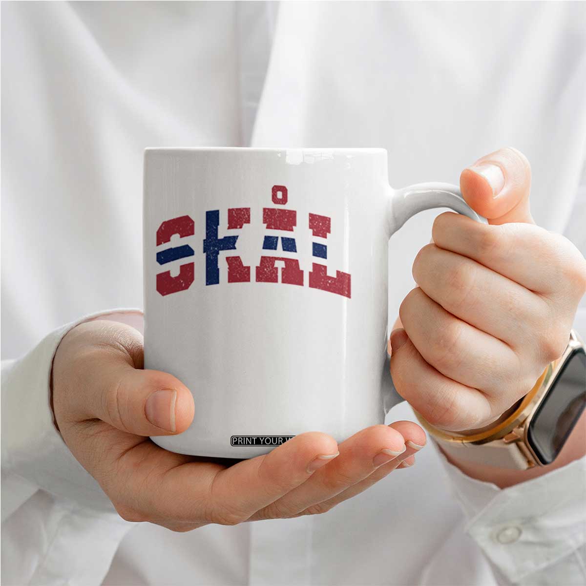 Skal Norway Flag Coffee Mug Vintage Cheers Norwegian Sayings Viking Heritage Scandinavian Graphic