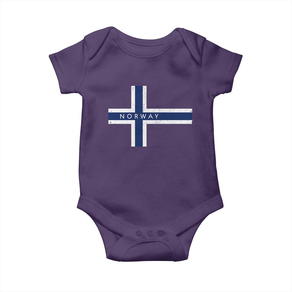 Norway Flag Cross Baby Onesie Vintage Distressed Norwegian Heritage Patriotic Scandinavian Graphic
