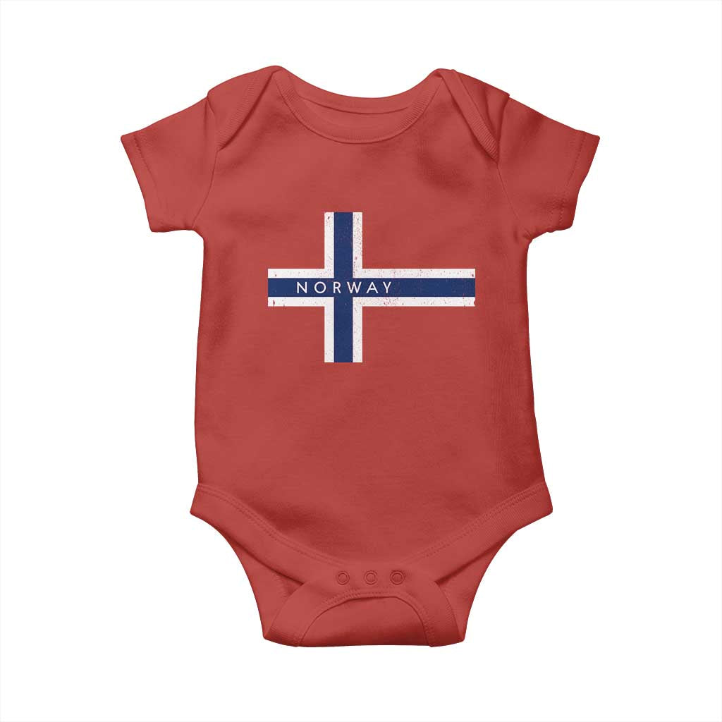 Norway Flag Cross Baby Onesie Vintage Distressed Norwegian Heritage Patriotic Scandinavian Graphic