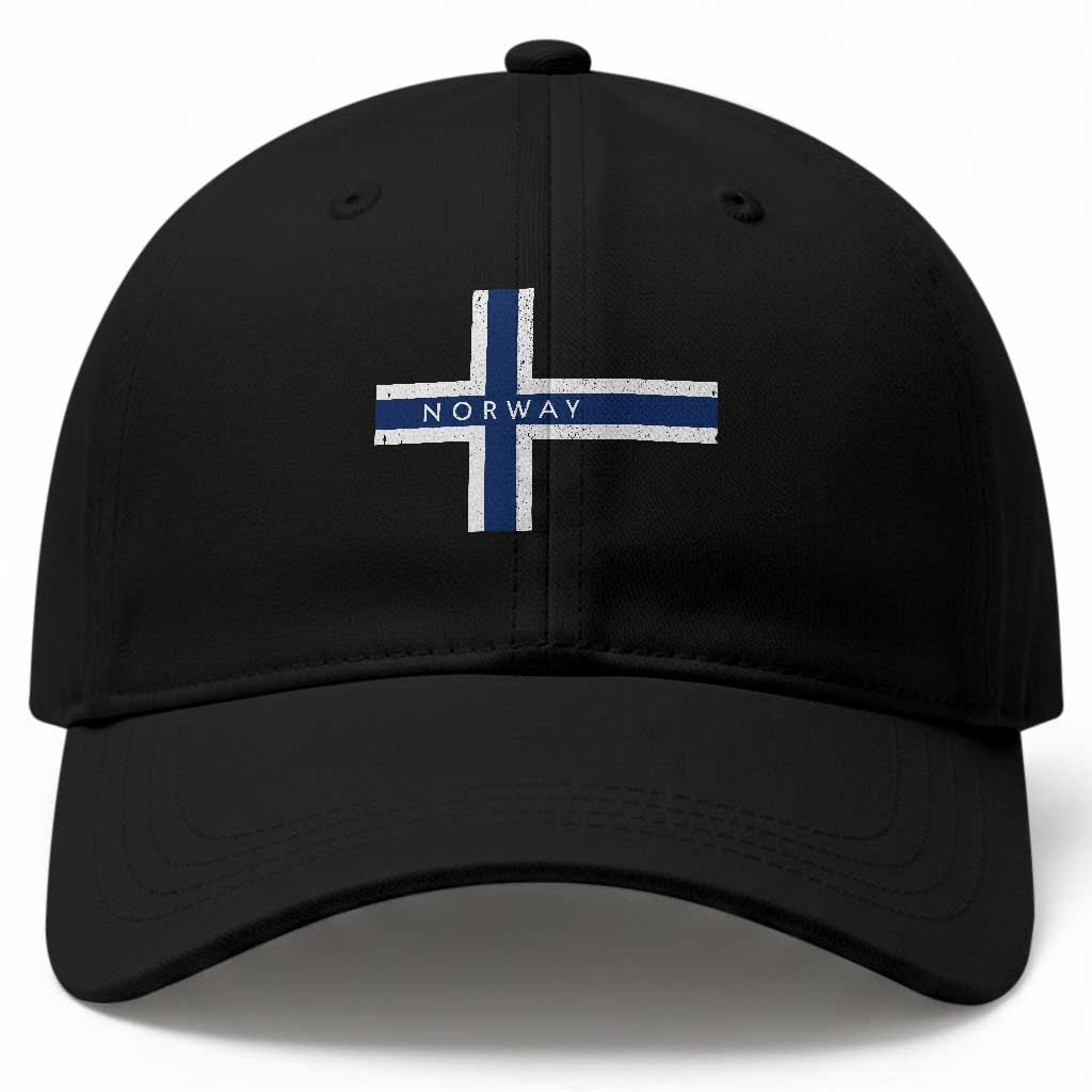 Norway Flag Cross Baseball Cap Vintage Distressed Norwegian Heritage Patriotic Scandinavian Graphic TS10 Print Your Wear