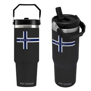 Norway Flag Cross Flip Straw Tumbler Vintage Distressed Norwegian Heritage Patriotic Scandinavian Graphic